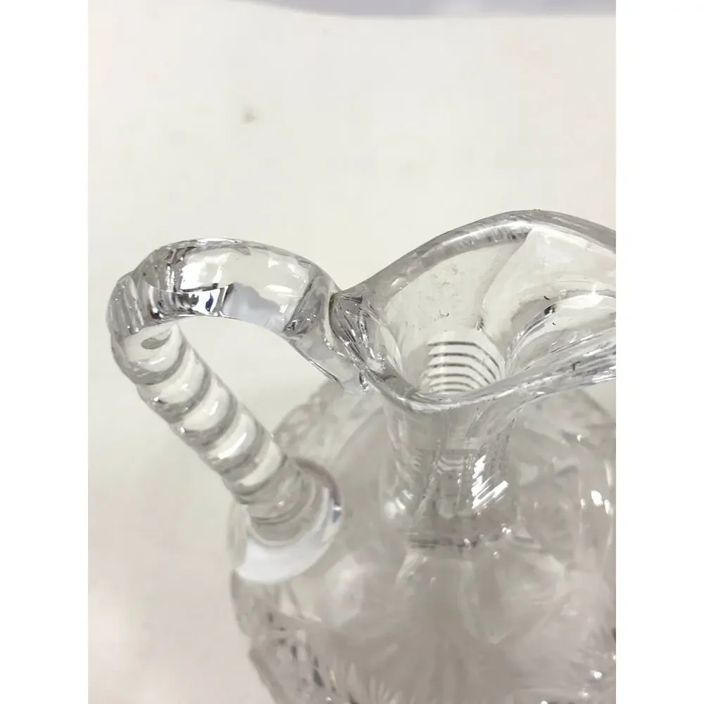 Antique Clear ABP Cut Glass Wine Decanter +‎ Stopper Cruet Stepped Ring Neck